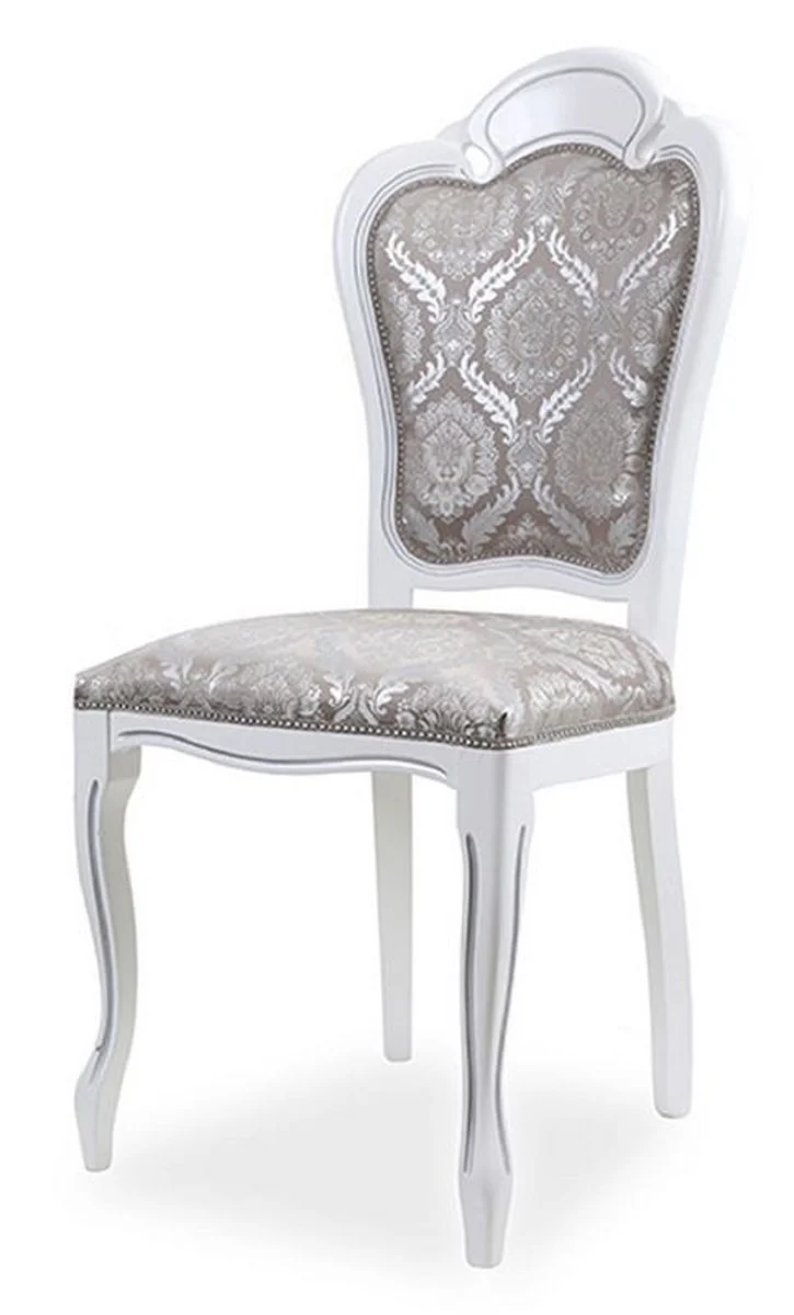 Luxury Baroque Dining Room Chair Gray / White - Dining Room Furniture in Baroque Style