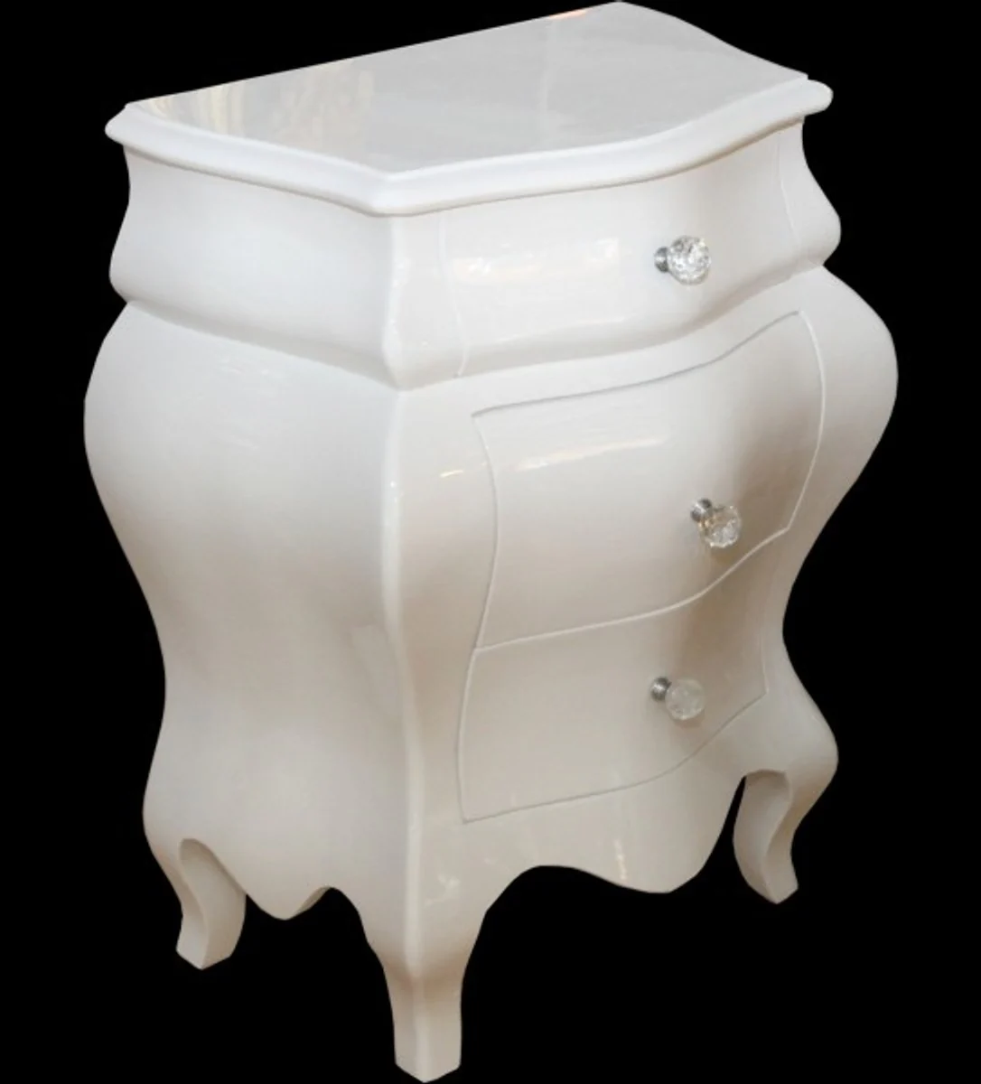 Baroque chest of drawers white glossy H 72 cm, W 57 cm - bedside table console