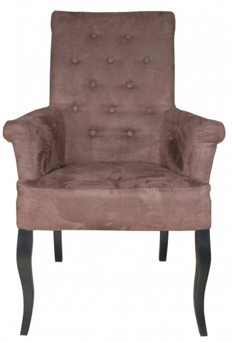 Luxury dining room chair brown / black with armrests - Baroque furniture