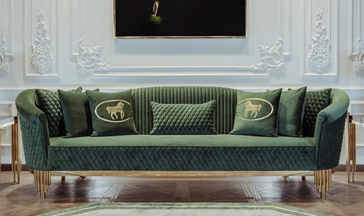 Luxury sofa green / gold 260 x 88 x H. 88 cm - Modern living room sofa - Living room & hotel furniture - Luxury collection