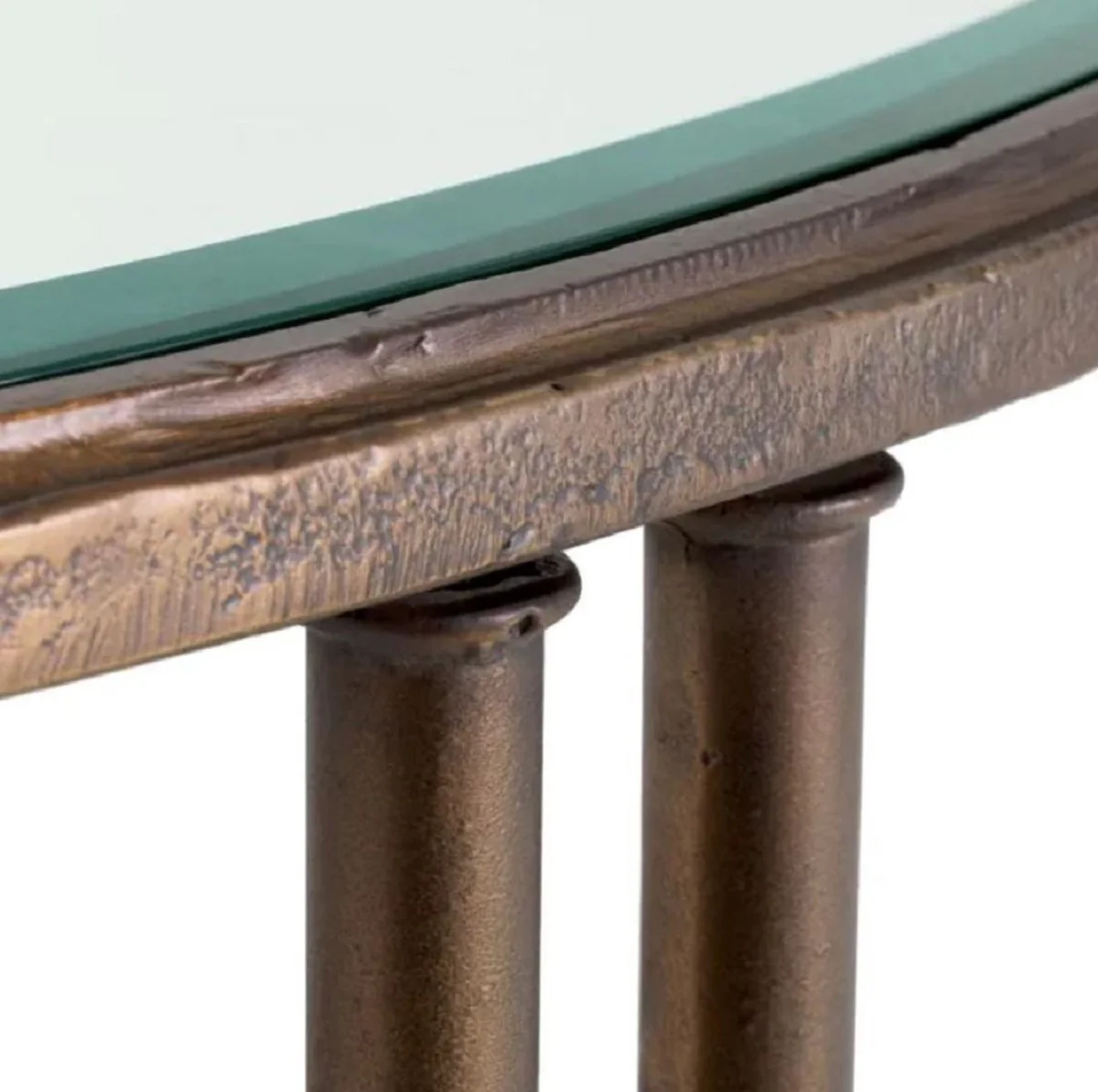 Luxury baroque coffee table with glass top bronze Ø 96 x H. 36.5 cm