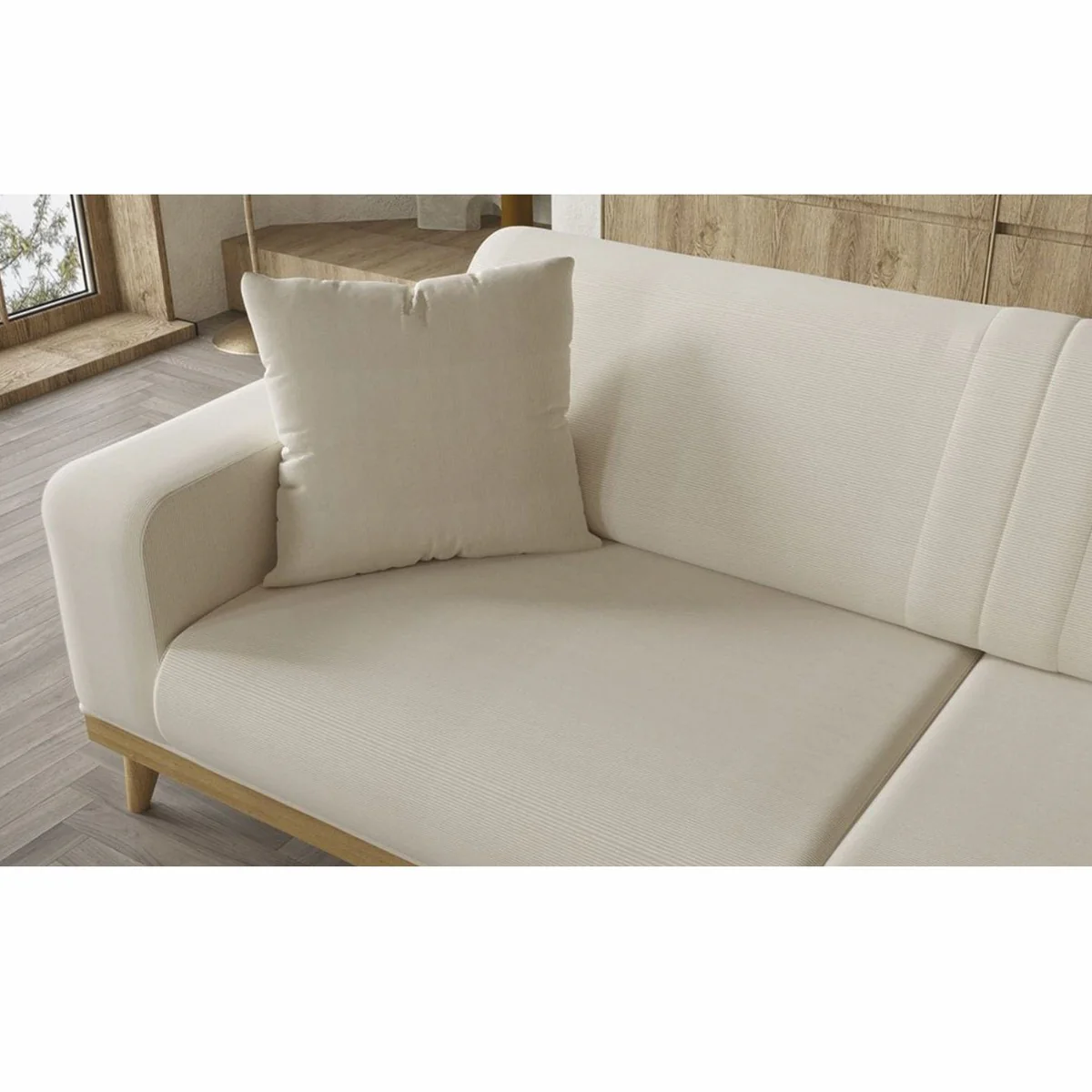 Luxury 3 seater sofa with adjustable backrests cream / natural color 224 cm - Luxury Interior