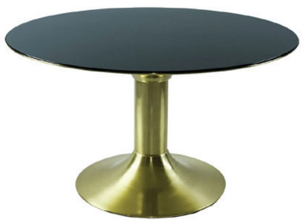 Luxury coffee table gold / black Ø 74 x H. 52 cm - Round metal living room table with glass top - Living room furniture - Hotel furniture - Luxury furniture - Luxury furnishings