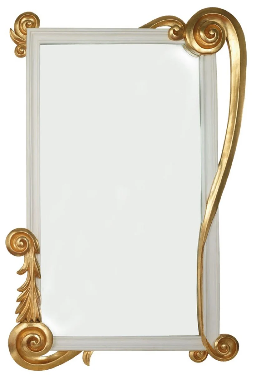 Luxury Baroque Mirror Gold / White - Handcrafted Solid Wood Wall Mirror in Baroque Style - Baroque Furniture - Luxury Quality - Made in Italy