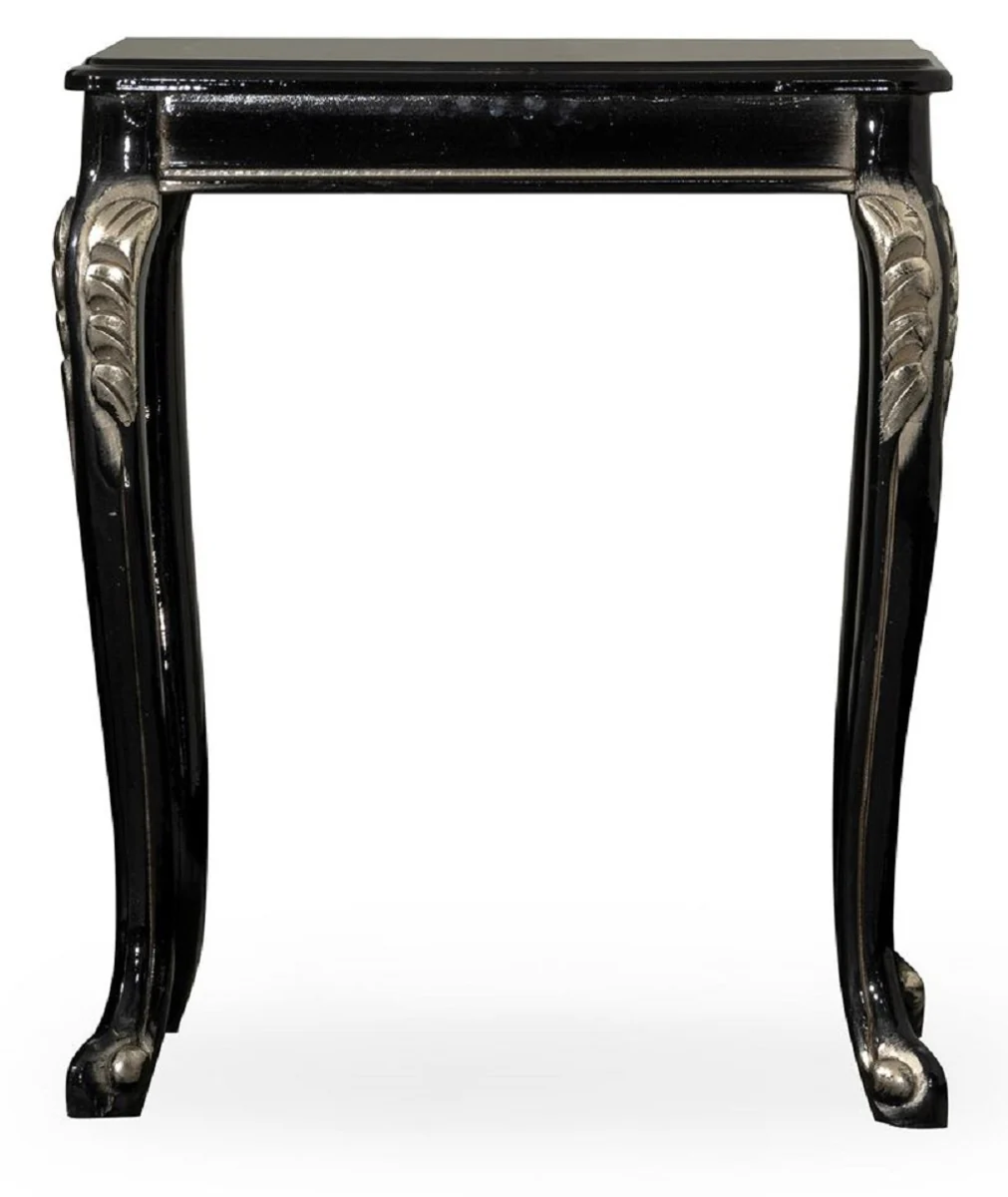 Luxury Baroque side table black / silver - Square solid wood table in Baroque style - Luxury living room furniture in Baroque style - Baroque furniture - Noble & magnificent