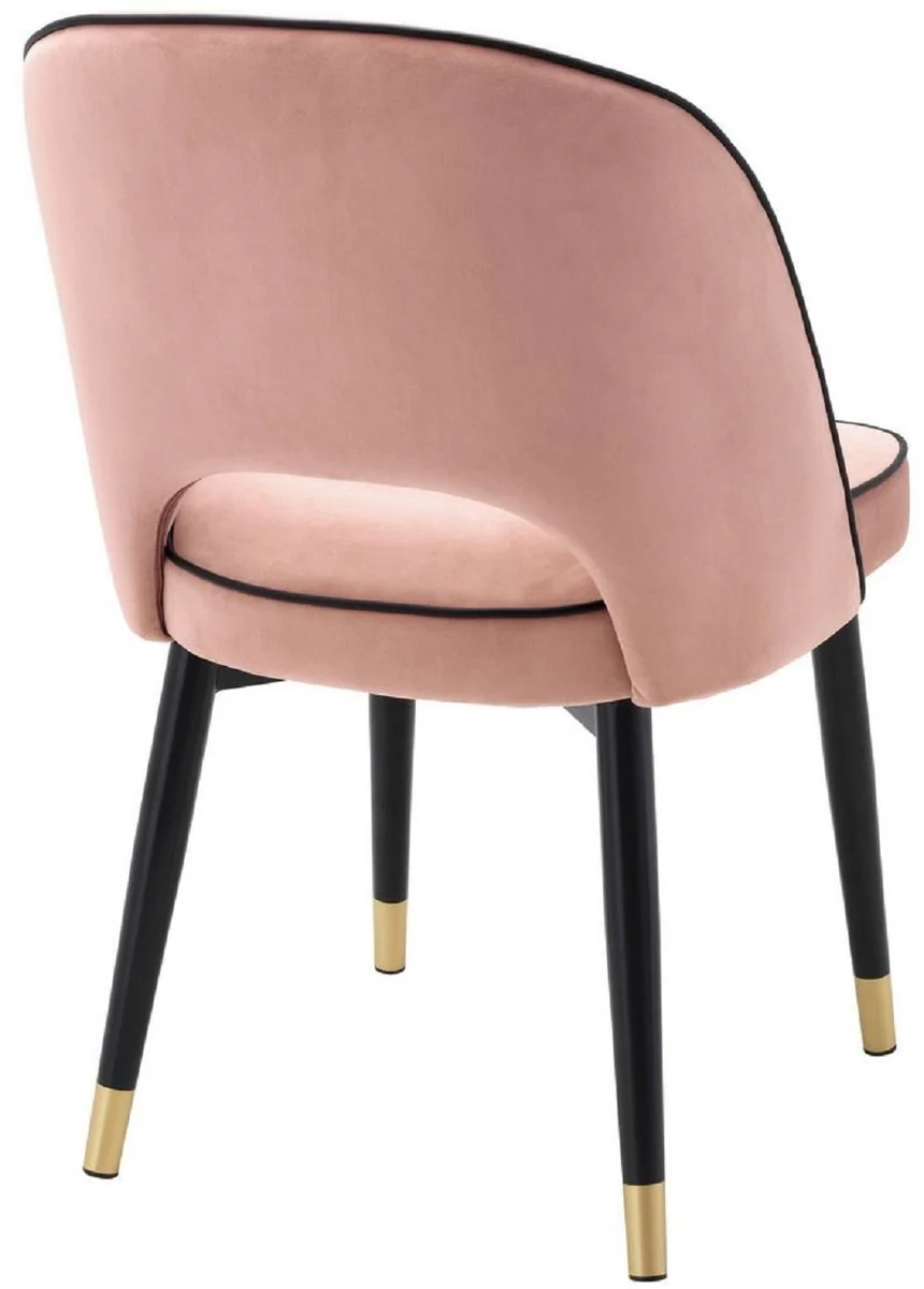 Luxury dining room chair set pink / black / brass 53 x 56 x H. 84 cm - Dining room chairs with elegant velvet fabric - Dining room furniture