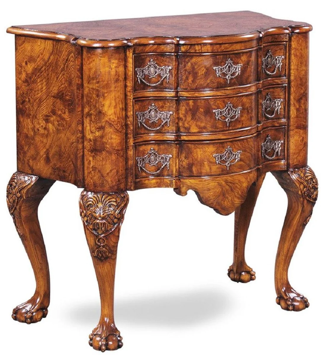 Luxury Baroque Nightstand Brown - Solid Wood Chest of Drawers - Handmade Bedside Table with 3 Drawers - Baroque Bedroom Furniture