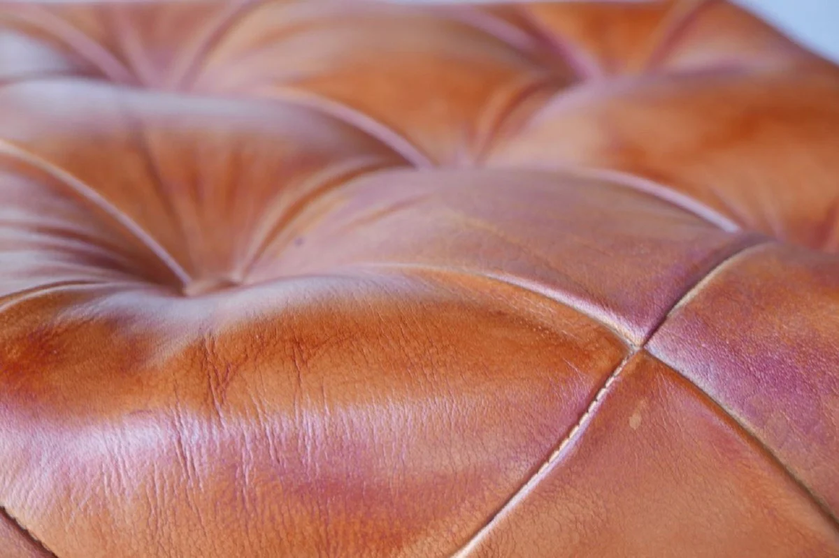 Luxury Chesterfield leather stool 40 x 40 x H. 45 cm - Various colors - Real leather footstool - Chesterfield living room furniture