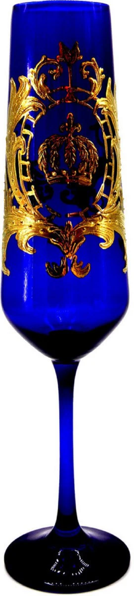 Pompöös by Luxus Champagne glass set Bordeaux red / dark green / royal blue Ø 6 x H. 25 cm - Champagne glasses with 24 carat gold plating - Pompöös glasses designed by Harald Glööckler