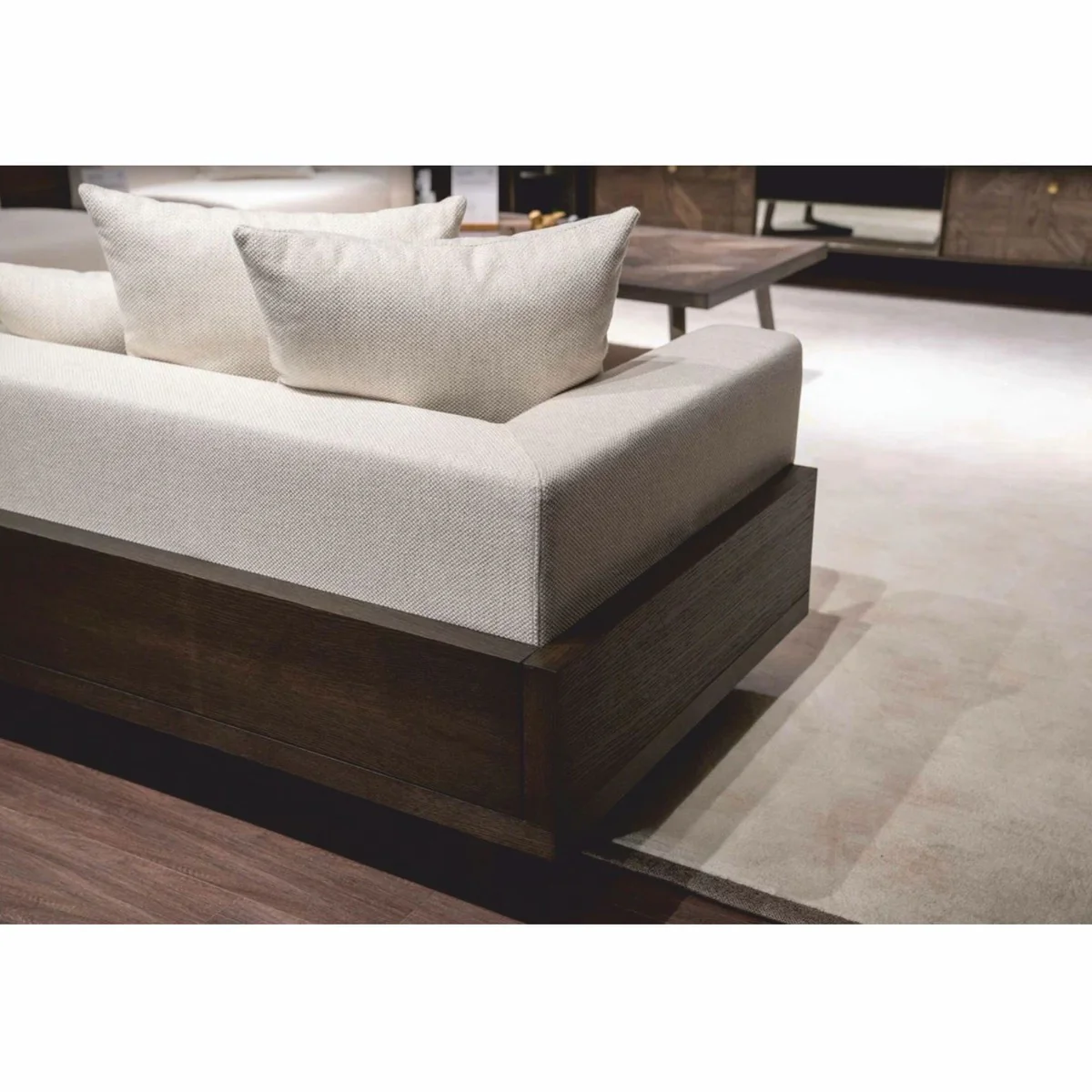 Luxury Sofa Cream / Dark Brown 240 cm - Living Room & Hotel Furniture