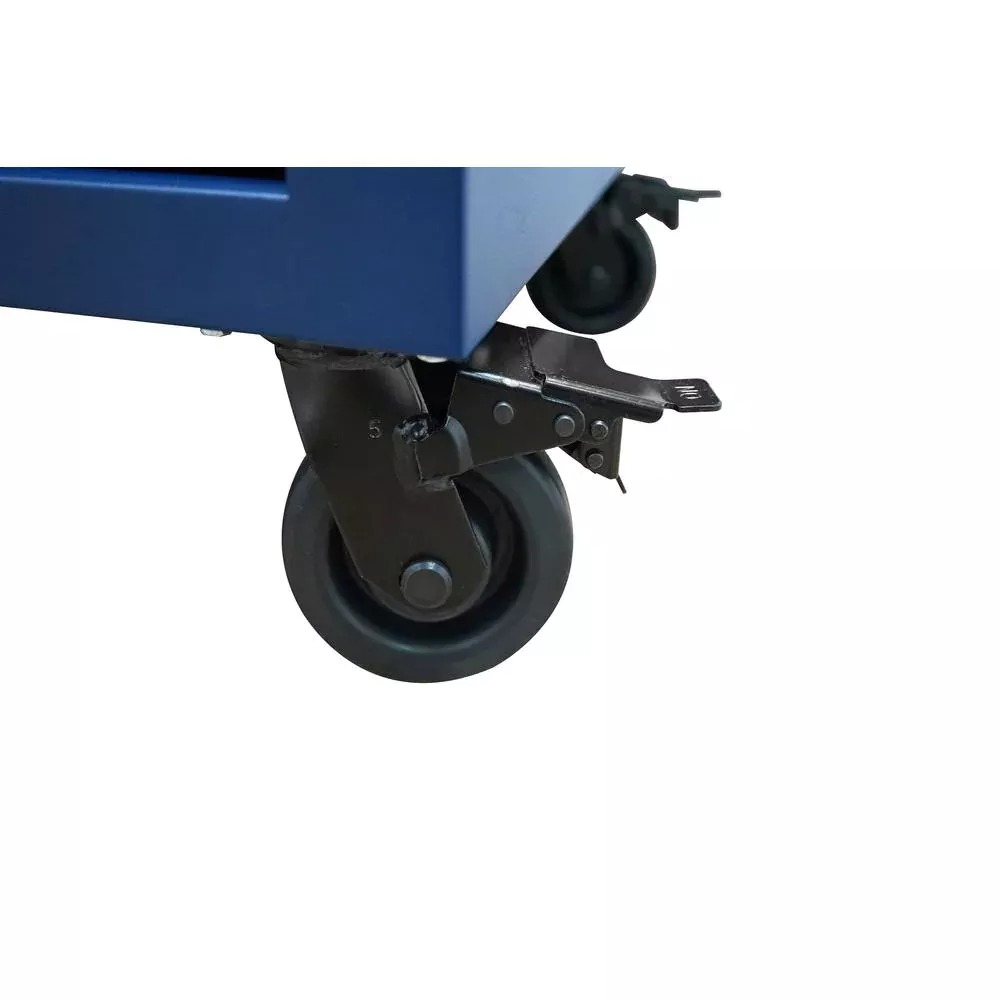 Glaubst du, du hast 52. 9-DRAWER MOBILE WORKBENCH MIT ADJUSTABLE-HEIGHT SOLID WOOD TOP IN MATTE BLUE