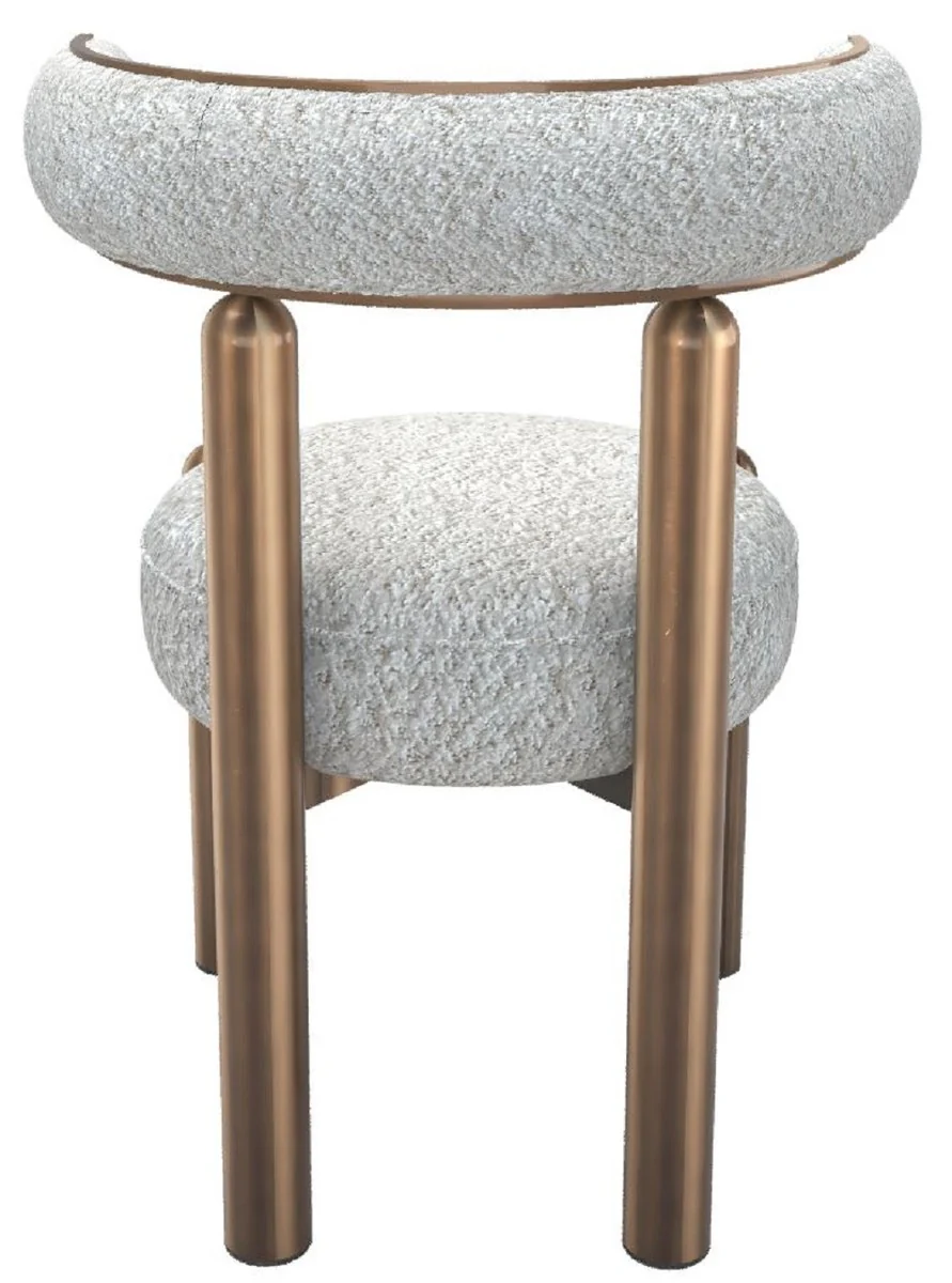 Luxury dining room chair with curved backrest white / bronze - dining room furniture