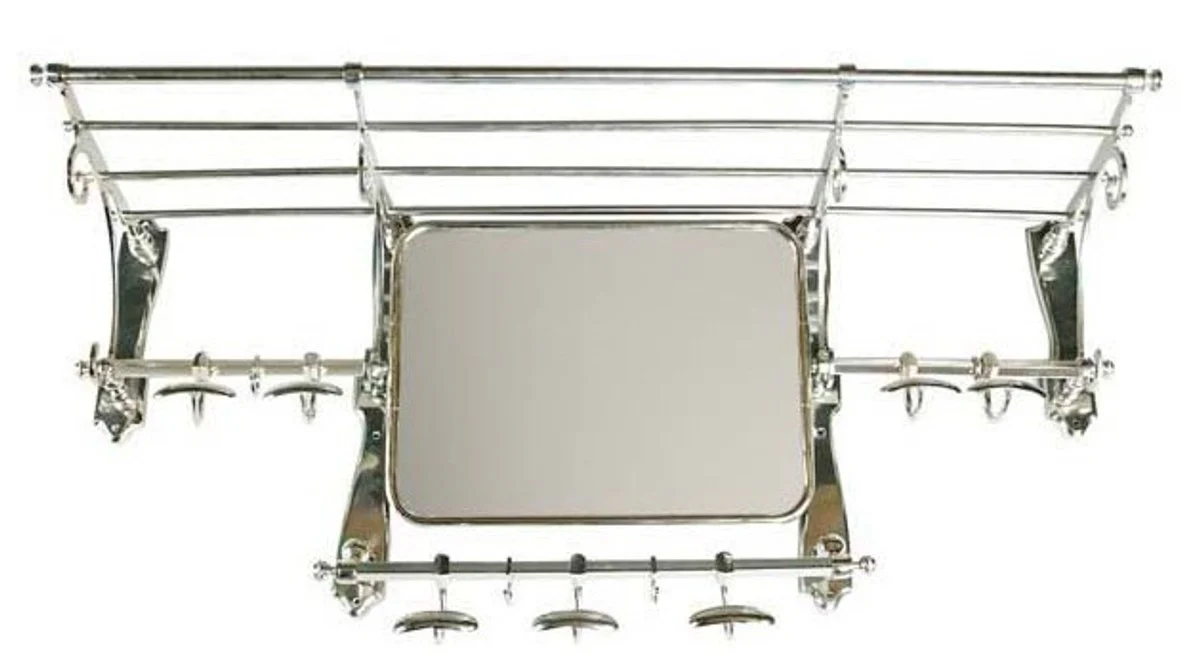 French Luxury Wall Coat Rack with Mirror Silver Stainless Steel Coat Rack Mod Paris - Coat Rack Antique Style Baroque Art Nouveau Hotel, Cafe Restuarant Furniture