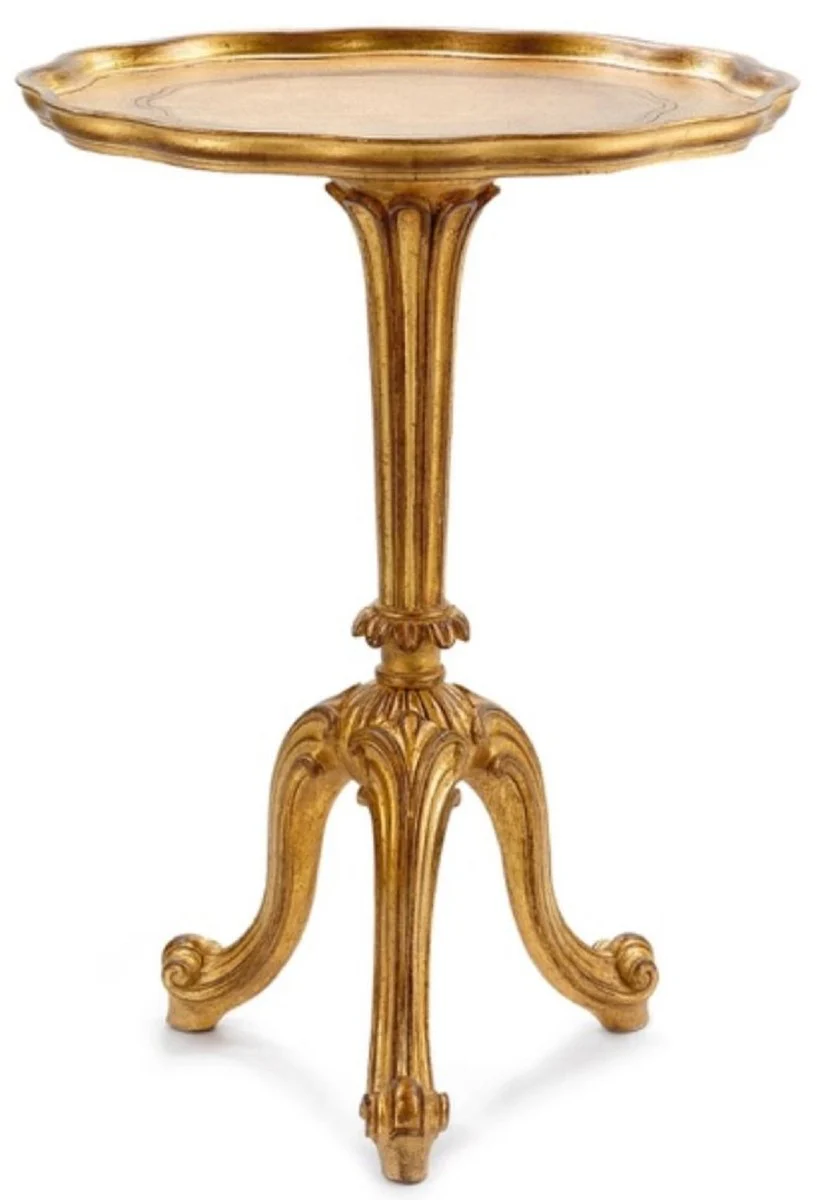 Luxury Baroque side table antique gold - Magnificent Baroque style 3-legged solid wood table - Luxury furniture in Baroque style - Baroque furniture - Luxury quality - Made in Italy