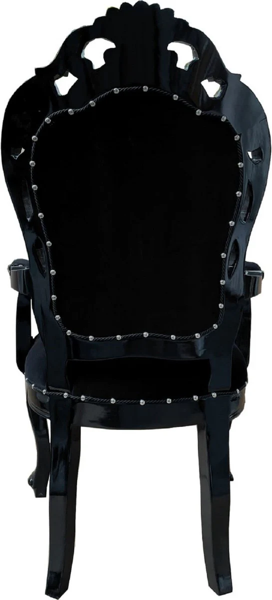 Baroque Dining Room Chair Set of 4 Black - Handmade Antique Style Chairs with Armrests - Baroque Dining Room Furniture