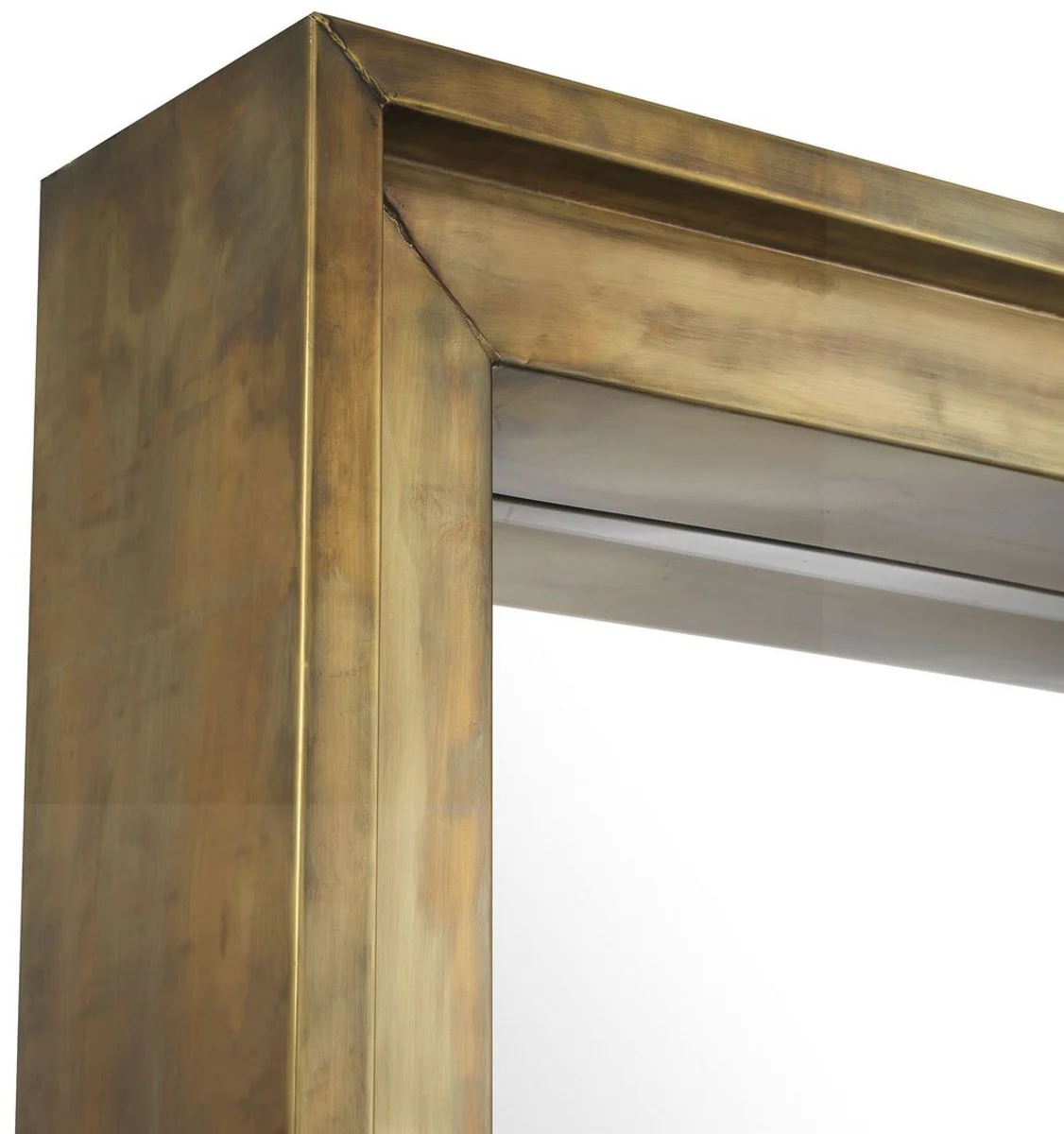 Luxury wall mirror vintage brass colored 80 x 20 x H. 200 cm - living room mirror - bedroom mirror - cloakroom mirror - luxury furniture