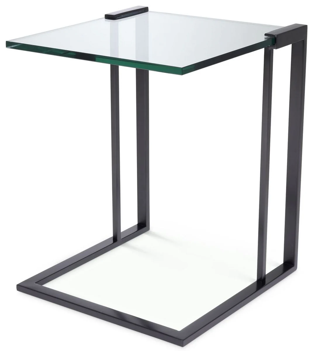 Luxury side table bronze color 45 x 45.5 x H. 56.5 cm - stainless steel table with glass top - luxury living room furniture