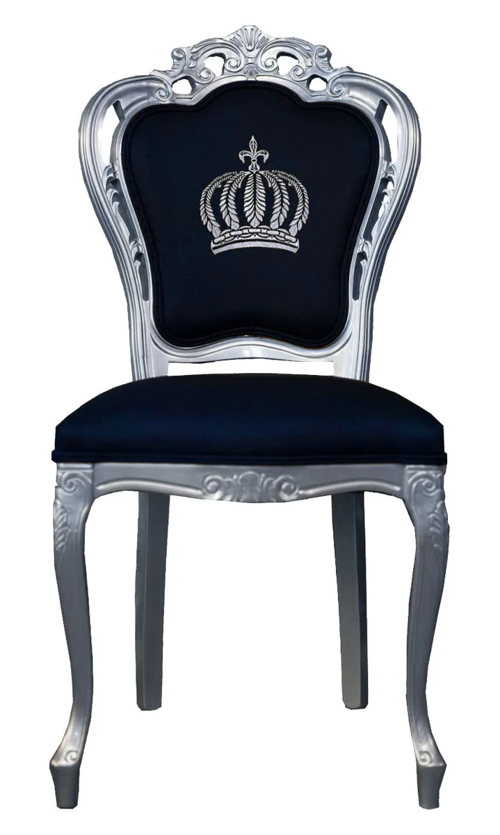 Pompöös by Luxury Baroque Dining Room Chair Black / Silver - Pompöös Baroque Chair designed by Harald Glööckler