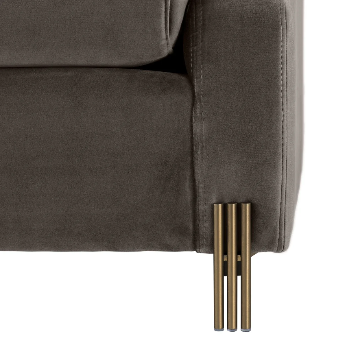 Luxury velvet sofa gray / brass 223 x 94 x H. 73 cm - Living room sofa with 4 cushions - Luxury furniture