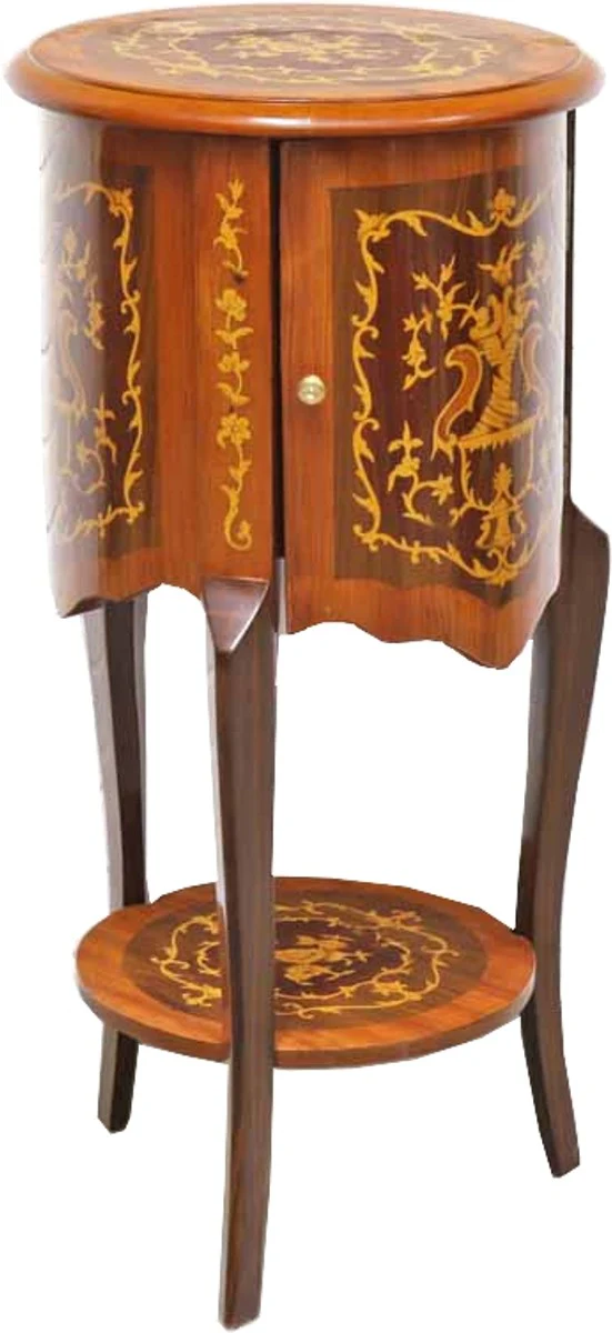 Baroque side table with drawers brown inlay 80 x 40 cm - antique style side table - telephone table - furniture