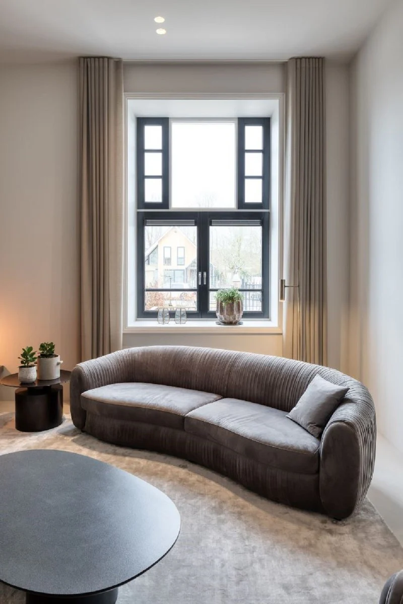 Luxury velvet couch gray 250 x 101 x H. 74 cm - Elegant living room sofa - Luxury furniture