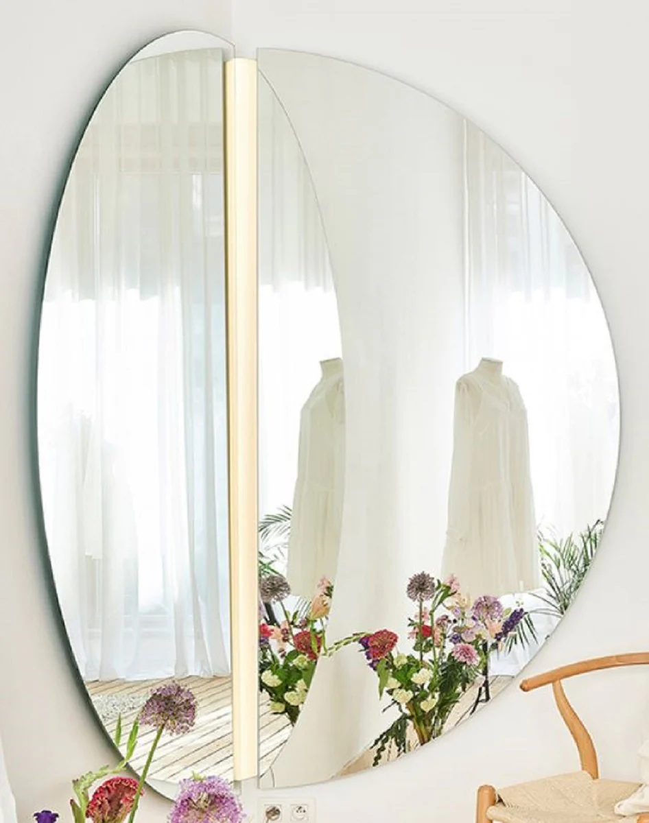 Luxury corner mirror 150 x 3.5 x H. 150 cm - corner wall mirror with LED strips - hotel mirror - boutique mirror - luxury quality