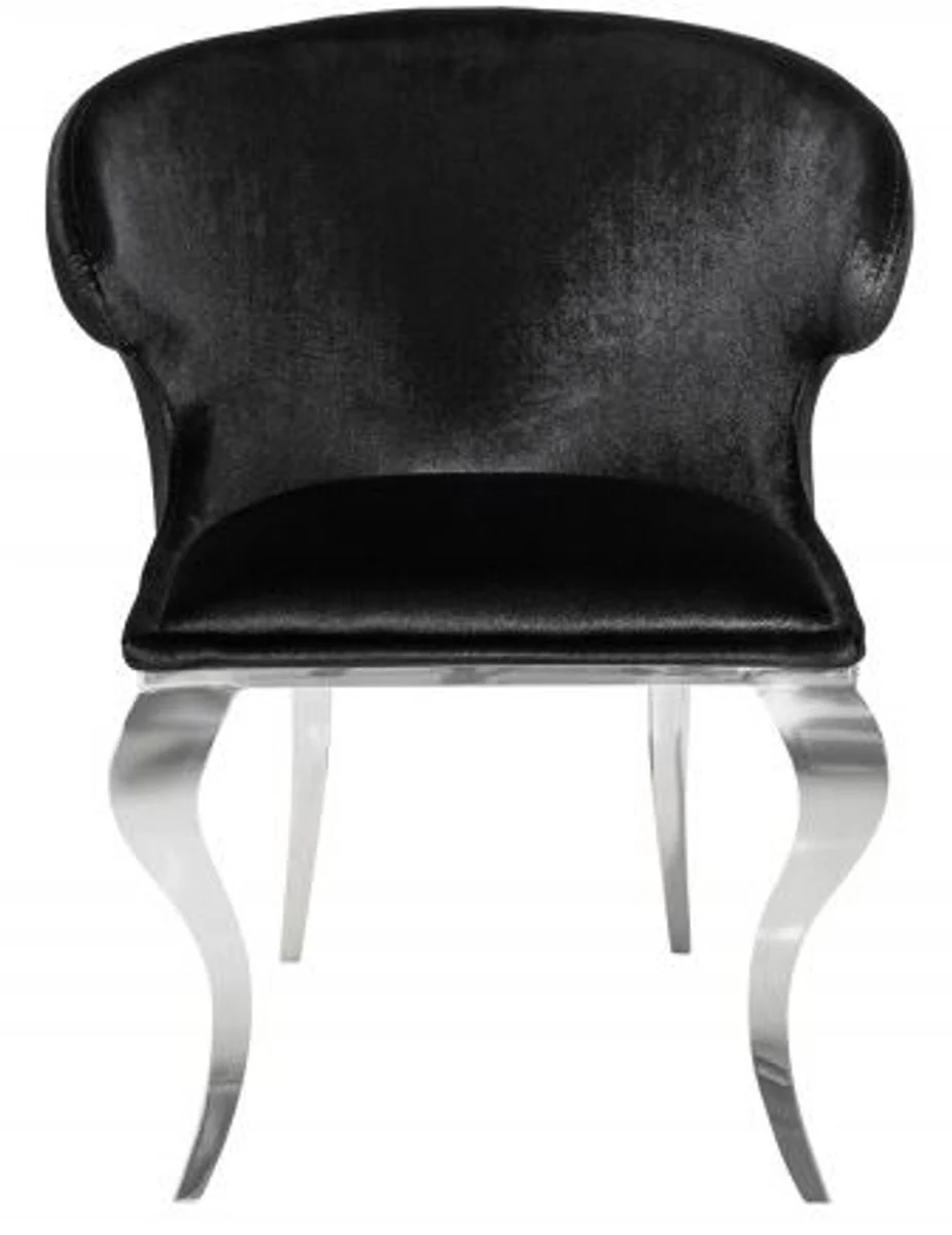 Designer dining room chair silver / black 61 x 60 x H.79 cm - Dining room furniture