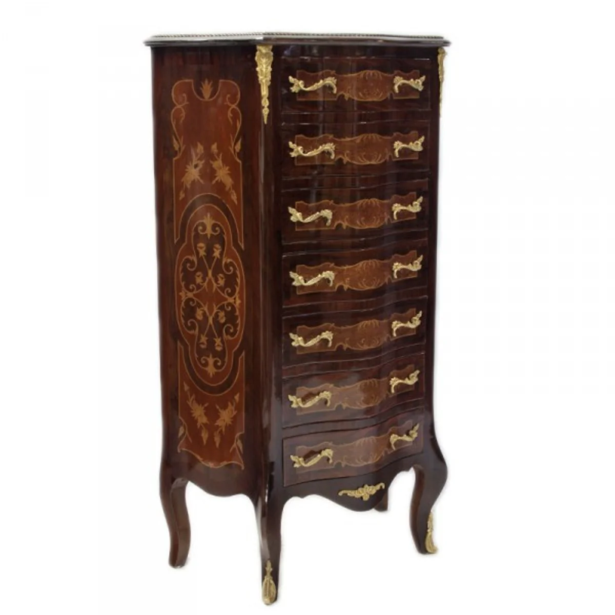 Baroque chest of drawers in mahogany with 7 drawers