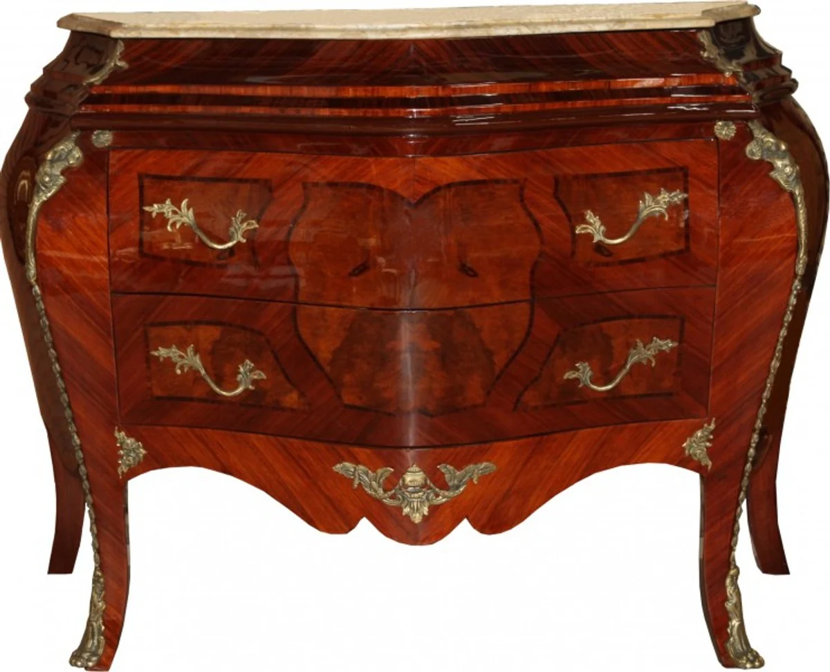 Baroque chest of drawers brown with cream marble top 3 drawers Mod3 - Empire chest of drawers