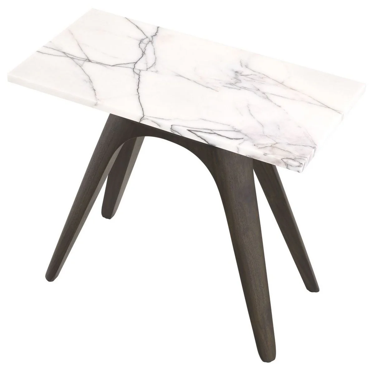 Luxury side table mocha / white-lilac 60 x 30 x H. 51 cm - Rectangular mahogany table with marble top - Living room furniture - Luxury furniture