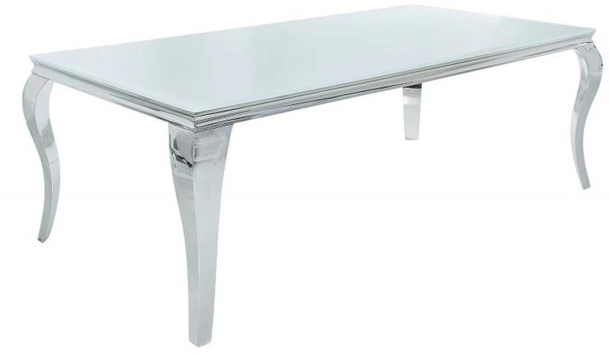 Designer dining table 180 cm white / silver - modern baroque