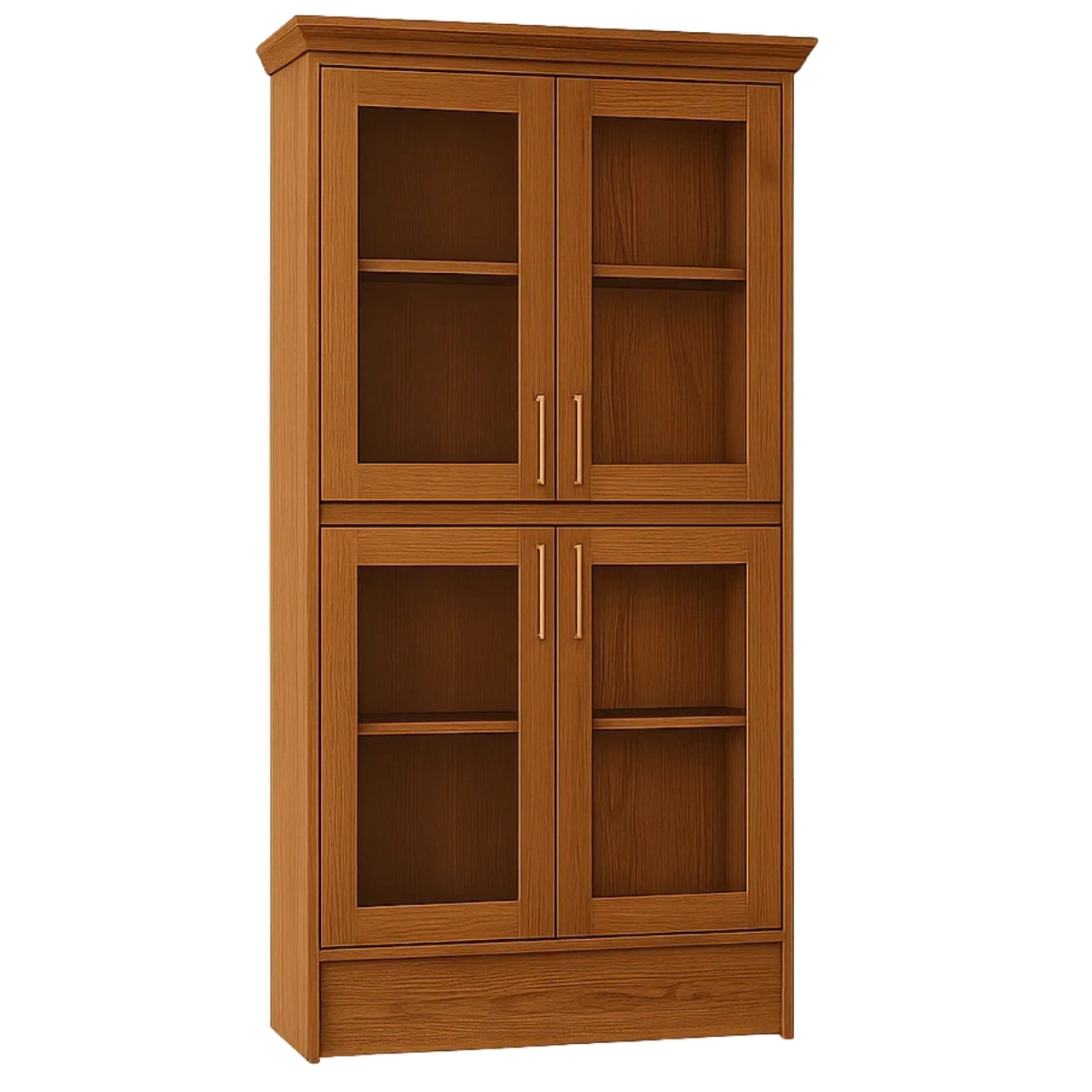 Vitrine mit 4 Glastüren, Spanplatte, braun, freistehend, für Wohnzimmer oder Büro, Maße: 100 x 45 x 190 cm – Wert41Ef4blH