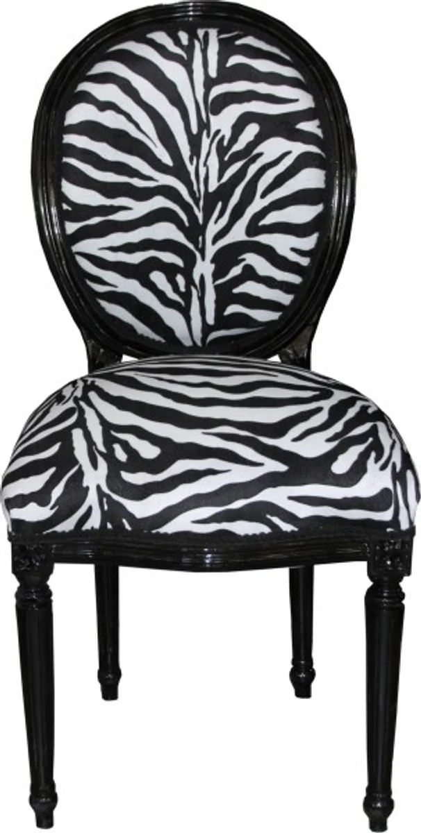 Baroque Dining Chair Medallion Zebra Pattern / Black - Baroque Furniture - Limited Edition
