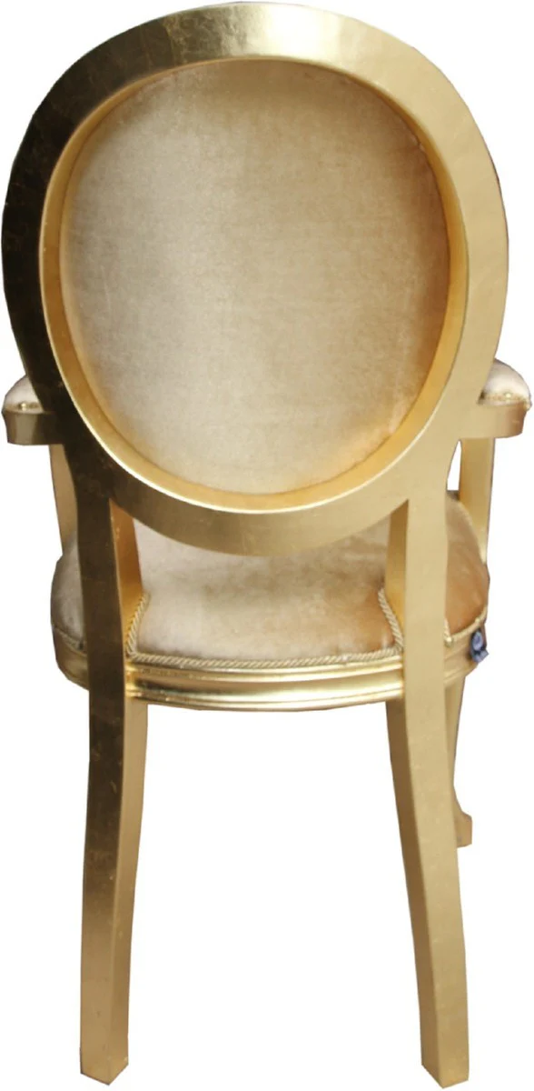 Luxury baroque dining room set medallion gold / gold 58 x 54 x H. 103 cm - 4 handmade dining chairs with armrests - baroque furniture