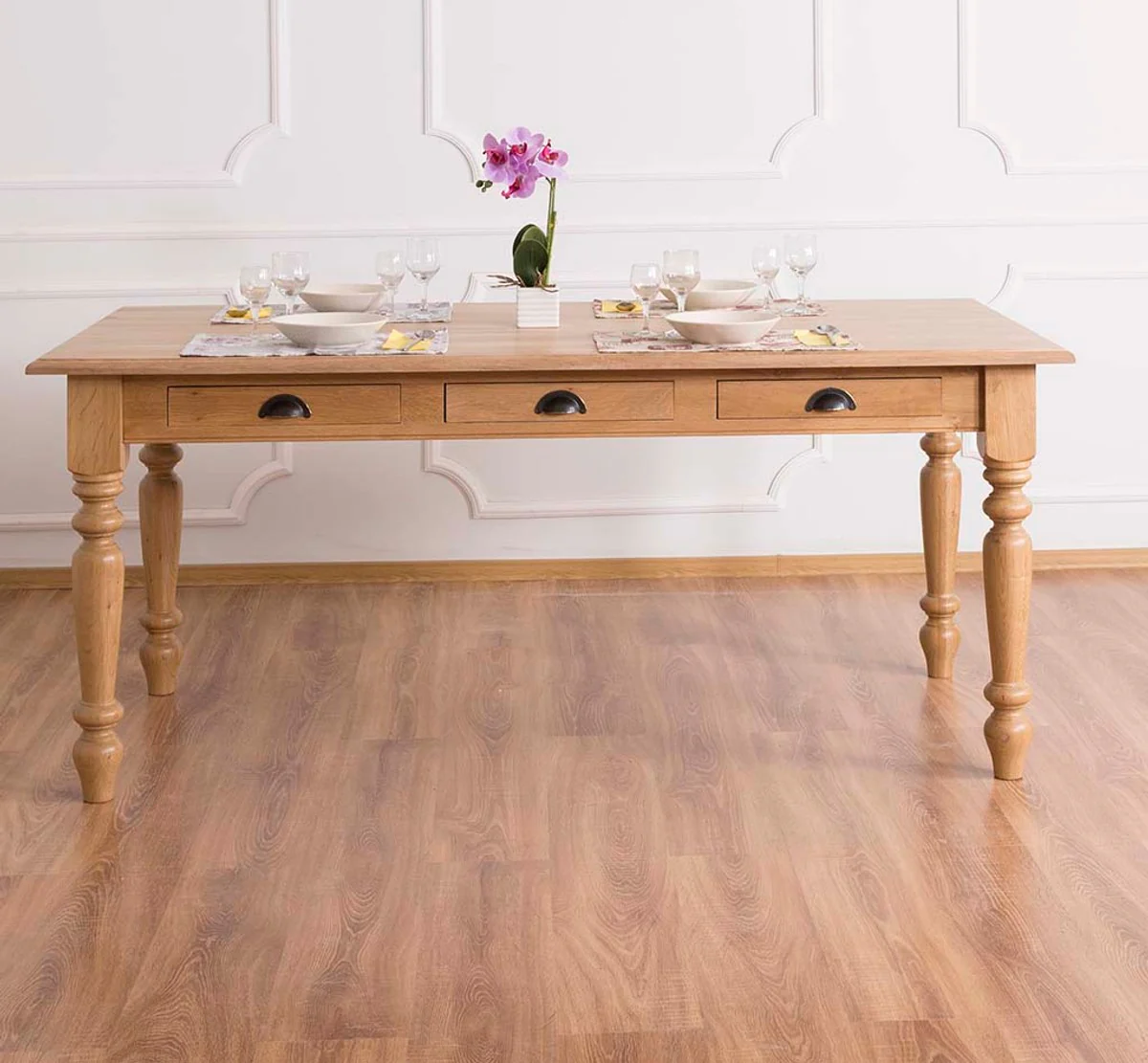 Country house style dining table natural color 180 x 90 x H. 78 cm - country house style dining room furniture