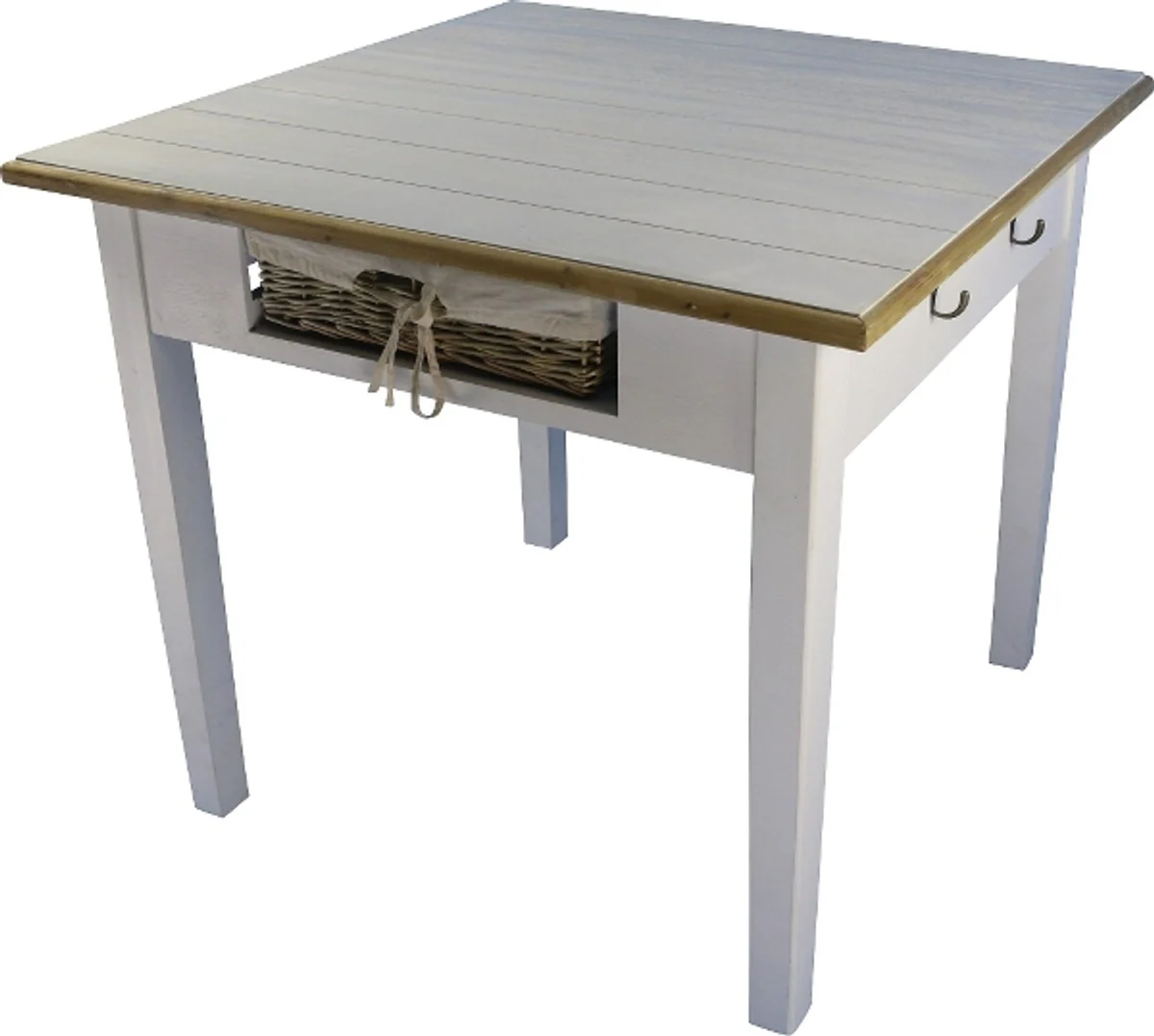 Country house style dining table white / natural colors 90 x 90 x H. 78 cm - dining room furniture in country house style