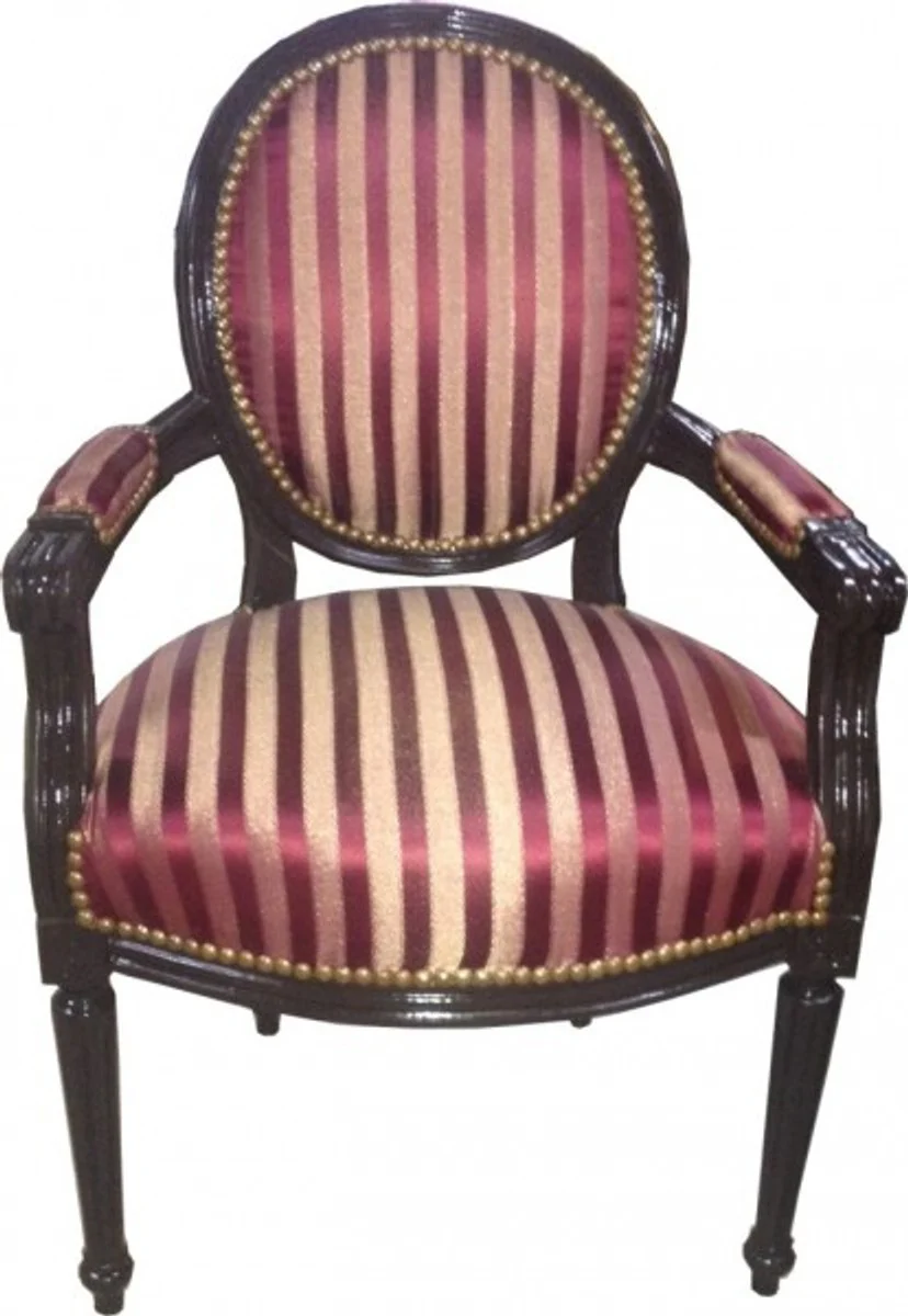 Salon Chair Bordeaux Red / Violet Stripes / Brown Mod2