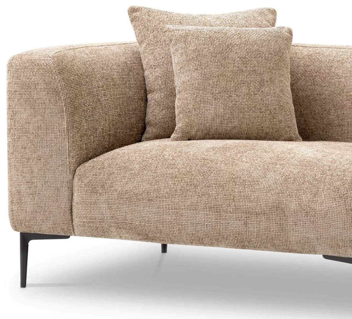 Luxury corner sofa sand color / black 343.5 x 99-177 x H. 75 cm - living room sofa with 4 cushions - living room furniture - living room furnishings - luxury furniture - luxury furnishings