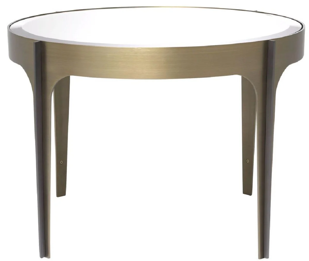 Luxury side table brass / bronze Ø 64 x H. 43.5 cm - Round stainless steel table with mirror glass table top - Luxury living room furniture