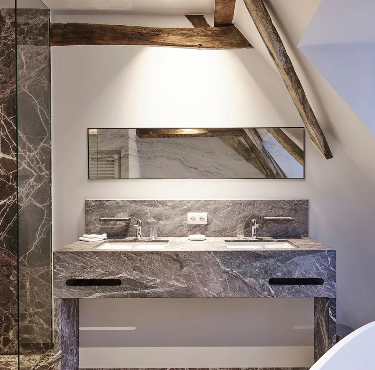 Designer wall mirror black 41 x 2 x H. 174 cm - living room mirror - bedroom mirror - bathroom mirror - cloakroom mirror - luxury collection