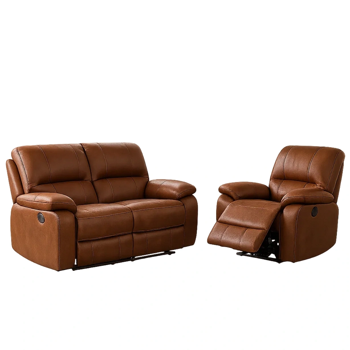 Sofagarnitur, 3-Sitzer, Kunstleder, braun, Kombination aus Sessel und Doppelsofa, verstellbar, Sessel 90x95x100 cm, Sofa 160x95x100 cm, Wohnzimmer - L4Onv17yrGY1