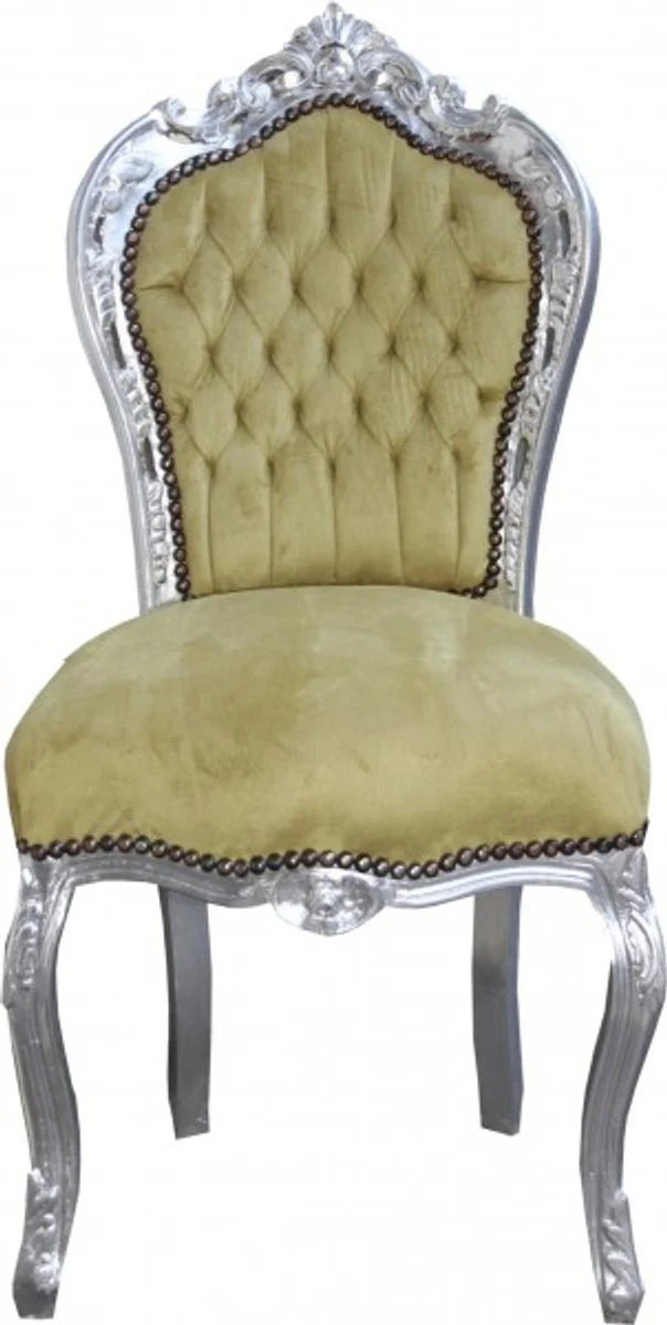 Baroque dining room chair jade green / silver antique look - furniture antique style