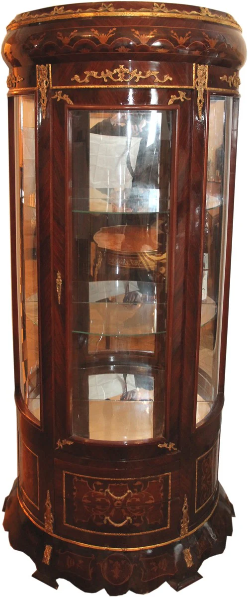 Baroque display cabinet mahogany brown - 88 x 48 x H 183 cm x display cabinet - living room cabinet