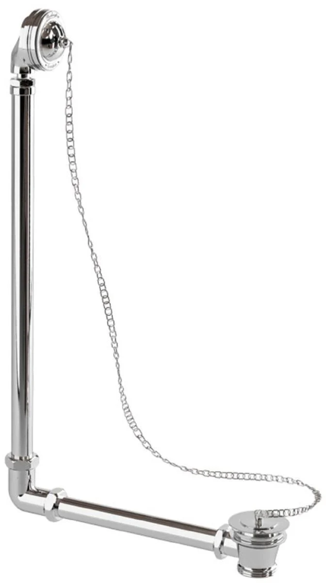 Luxury Art Nouveau bathtub drain silver 31.8 x H. 56.3 cm - Brass bathtub drain with stopper & chain for freestanding bathtubs - Baroque & Art Nouveau bathroom accessories