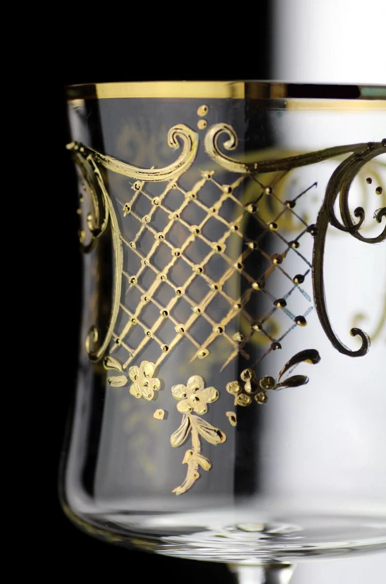 Luxury Baroque Brandy Glass Set of 6 Gold Ø 8.5 x H. 14.5 cm - Handmade and hand-painted cognac glasses - Hotel & Restaurant Accessories - Luxury quality