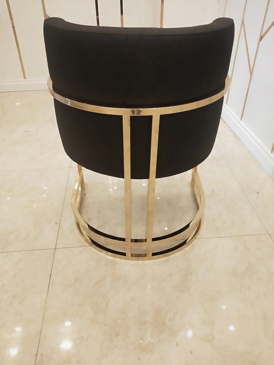 Luxury dining room chair black / gold 60 x 56 x H. 80 cm - Luxury dining room furniture - Luxury quality