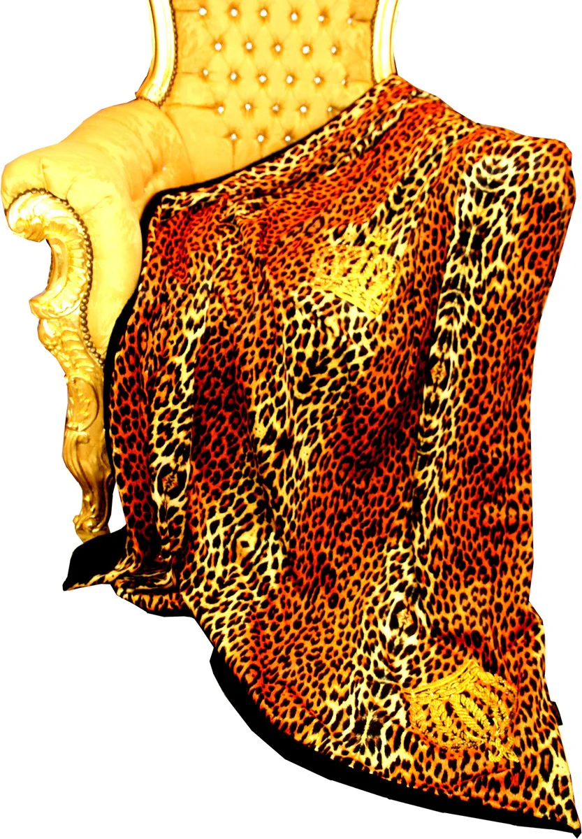 Luxury blanket Pompöös by Baroque Leopard / Crowns by Harald Glööckler with glittering stones