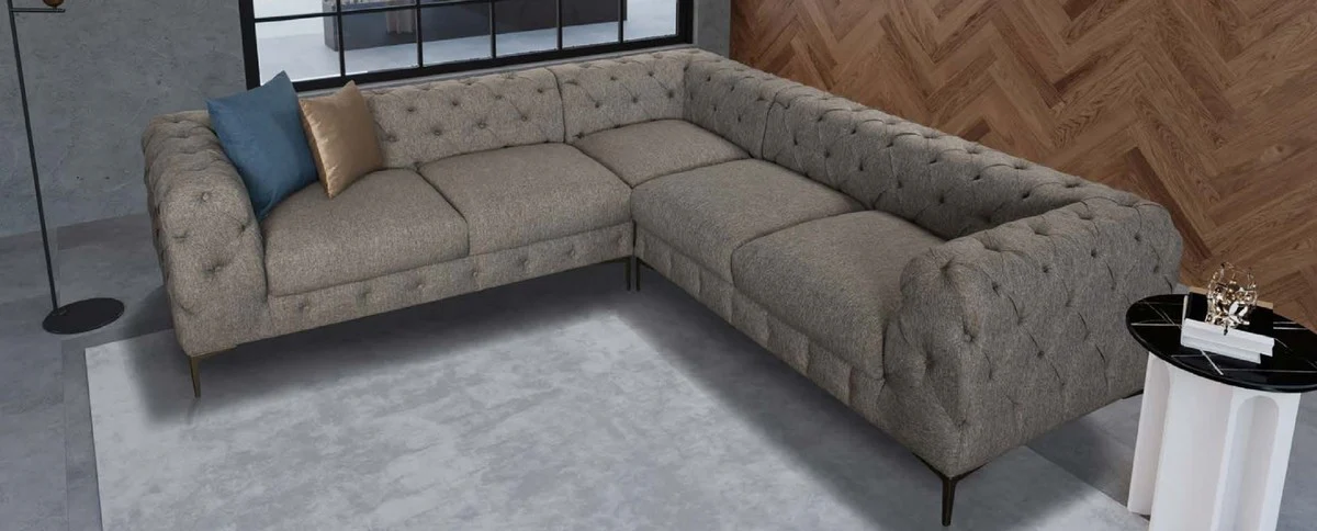 Luxury Chesterfield corner sofa gray 261 x 261 x H. 76.5 cm - Living room sofa - Living room furniture - Chesterfield furniture - Luxury furniture - Luxury living room furnishings