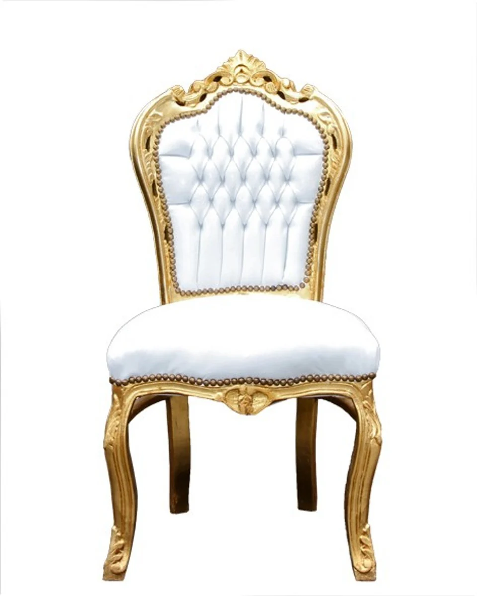 Baroque dining room set white/gold - dining table + 6 chairs without armrests