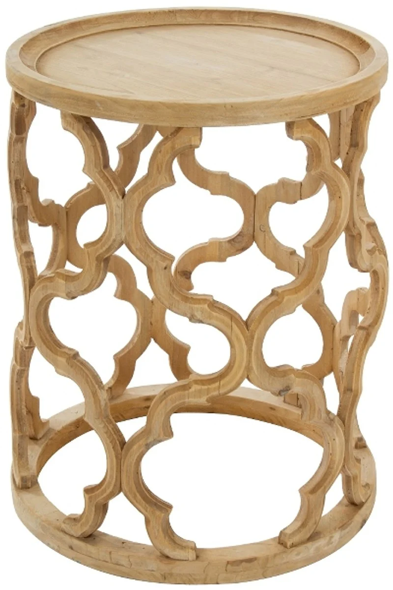 Designer side table natural colors Ø 40 x H. 54 cm - Modern round wooden table